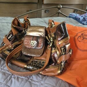 Sharif Brown and Gold Shoulder Bag